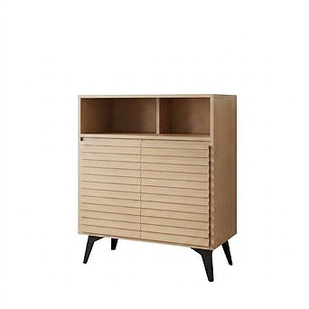 Fluted Mid Century Modern Sideboard Cabinet with Metal Legs