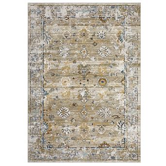 Washable Living Room Rug Non Slip, Vintage Oriental Carpet, Soft Non Shedding Low Pile