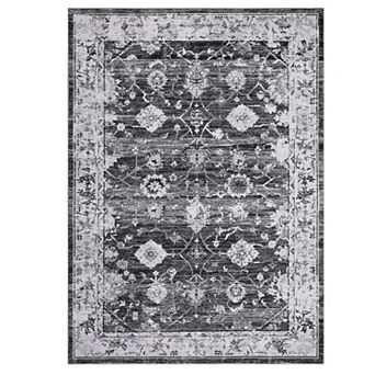 Washable Living Room Rug Non Slip, Vintage Oriental Carpet, Soft Non Shedding Low Pile