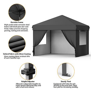 Instant Canopy Tent Outdoor Shelter with Sidewalls Adjustable Height Gazebo