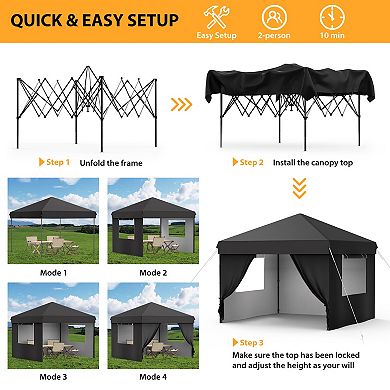 Instant Canopy Tent Outdoor Shelter with Sidewalls Adjustable Height Gazebo