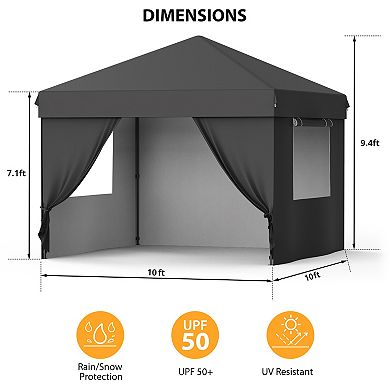 Instant Canopy Tent Outdoor Shelter with Sidewalls Adjustable Height Gazebo