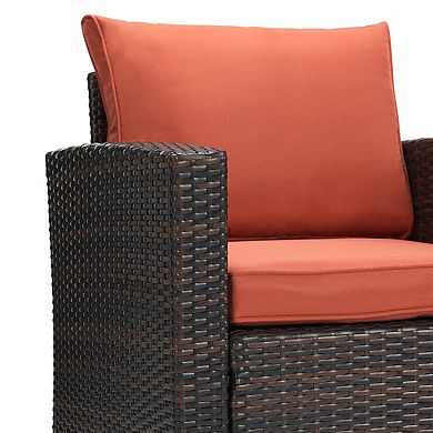 5-Piece Outdoor Patio Conversation Set with Storage Table, Wicker Sofa, Loveseat & Chairs Seats 7