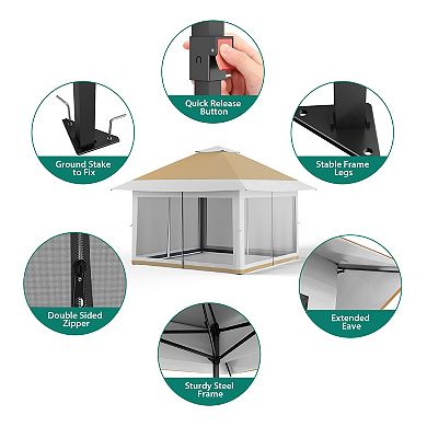 Instant Canopy Tent Outdoor Shelter with Mesh Walls Adjustable Height Gazebo