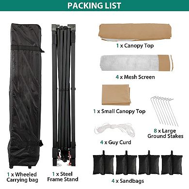 Instant Canopy Tent Outdoor Shelter with Mesh Walls Adjustable Height Gazebo