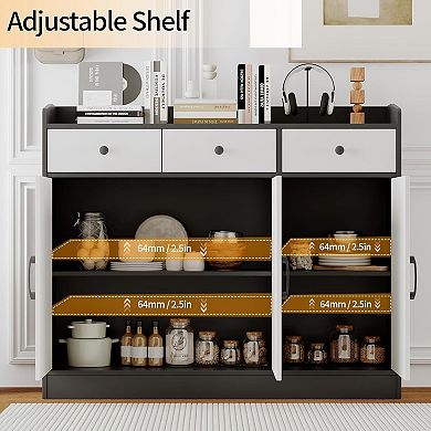 Modern Buffet Cabinet 47'' Sideboard with Drawers and Shelves