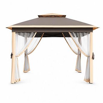 Outdoor Event Canopy Tent with Mesh Walls Foldable Shelter for Garden Patio