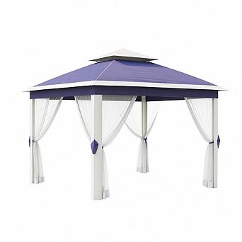 Outdoor Event Canopy Tent with Mesh Walls Foldable Shelter for Garden Patio