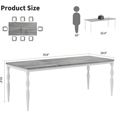 Rustic Kitchen Dining Room Tables with Sturdy Metal Legs Scratch Water Resistant 