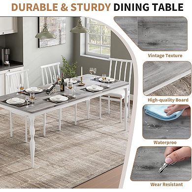 Rustic Kitchen Dining Room Tables with Sturdy Metal Legs Scratch Water Resistant 
