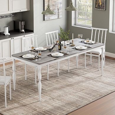 Rustic Kitchen Dining Room Tables with Sturdy Metal Legs Scratch Water Resistant 