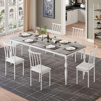 Rustic Kitchen Dining Room Tables with Sturdy Metal Legs Scratch Water Resistant 