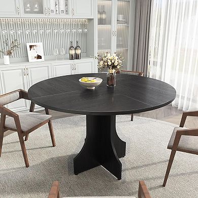 Wooden Dining Room Table with x-Shaped Stable Pedestal