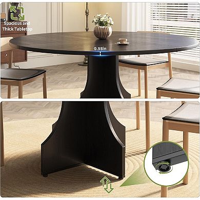 Wooden Dining Room Table with x-Shaped Stable Pedestal