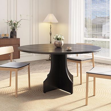 Wooden Dining Room Table with x-Shaped Stable Pedestal