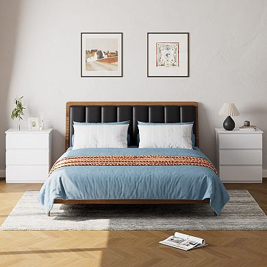 3 Drawer Nightstand Multifunctional Storage Cabinet Bedroom Home Office