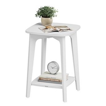 2 tier Side Table Mid-Century Modern Storage Sturdy Compact
