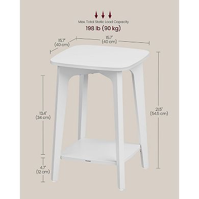 2-Tier Side Table Mid-Century Modern Storage Sturdy Compact