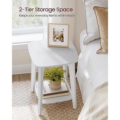 2-Tier Side Table Mid-Century Modern Storage Sturdy Compact
