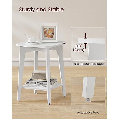 2-Tier Side Table Mid-Century Modern Storage Sturdy Compact