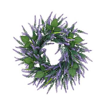 20 Inch Lavender Wreath for Front Door, Artificial Spring Summer Wreath for Indoor Outdoor Decor