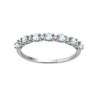Jewelexcess Sterling Silver Prong Set Multi-Gemstone Ring