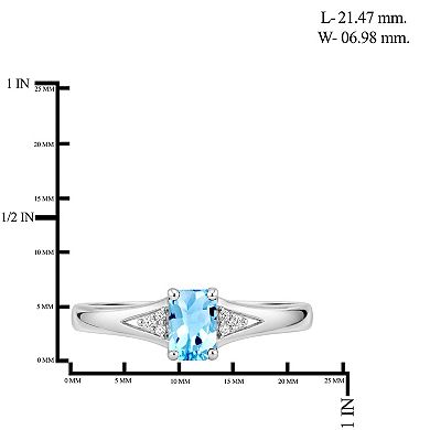 Jewelexcess Sterling Silver Emerald-Cut Gemstone & Lab-Created White Sapphire Ring