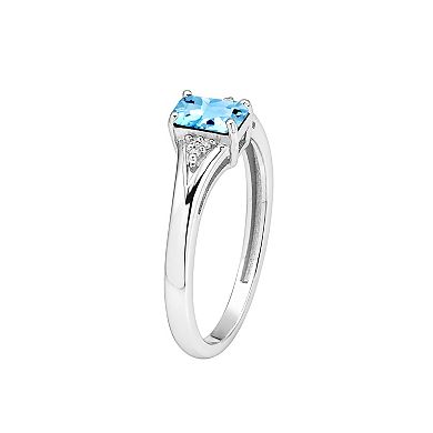 Jewelexcess Sterling Silver Emerald-Cut Gemstone & Lab-Created White Sapphire Ring