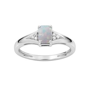 Jewelexcess Sterling Silver Emerald-Cut Gemstone & Lab-Created White Sapphire Ring