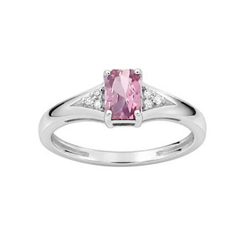 Jewelexcess Sterling Silver Emerald-Cut Gemstone & Lab-Created White Sapphire Ring