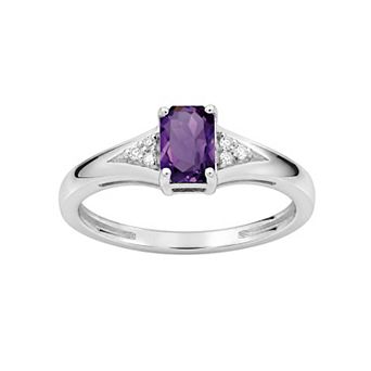 Jewelexcess Sterling Silver Emerald-Cut Gemstone & Lab-Created White Sapphire Ring