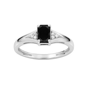 Jewelexcess Sterling Silver Emerald-Cut Gemstone & Lab-Created White Sapphire Ring