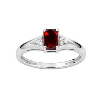 Jewelexcess Sterling Silver Emerald-Cut Gemstone & Lab-Created White Sapphire Ring