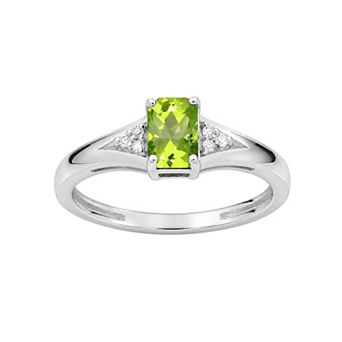 Jewelexcess Sterling Silver Emerald-Cut Gemstone & Lab-Created White Sapphire Ring