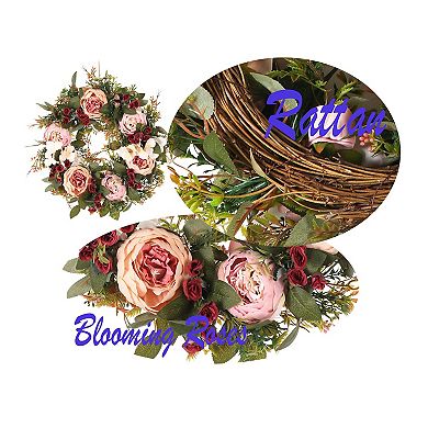 24in Floral Wreath Spring Summer Door Window Home Decor
