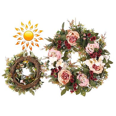 24in Floral Wreath Spring Summer Door Window Home Decor