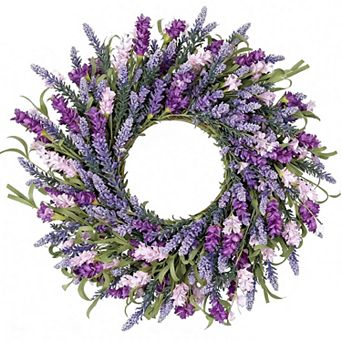 22 Inch Lavender Wreath Spring Summer Floral Farmhouse Home Decor