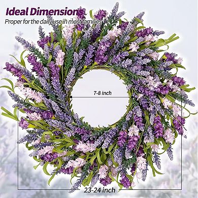 22 Inch Lavender Wreath Spring Summer Floral Farmhouse Home Decor