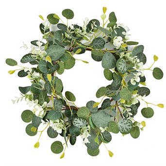 14" Artificial Eucalyptus Wreath Spring Summer Farmhouse Door Decor
