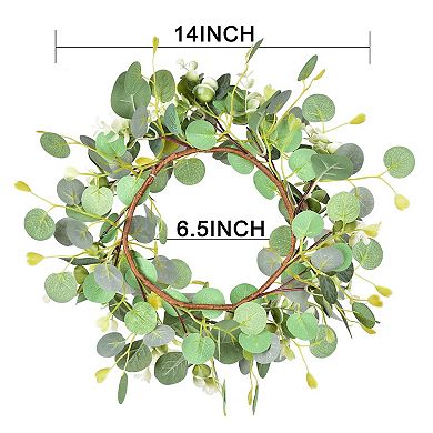 14" Artificial Eucalyptus Wreath Spring Summer Farmhouse Door Decor