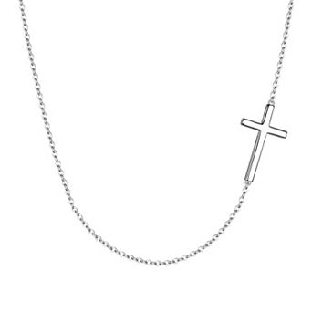 Sterling Silver Sideways Cross Choker Necklace
