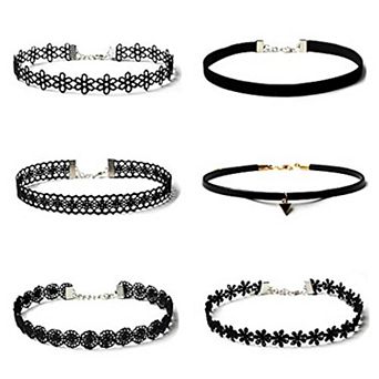 6 pc Velvet Tattoo Choker Set
