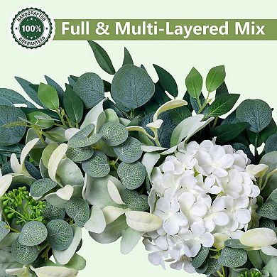 22" Spring Summer Wreath Hydrangea Eucalyptus Farmhouse Decor