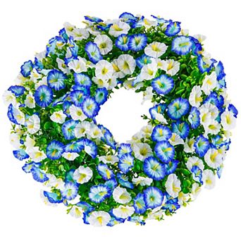 20" Spring Summer Wreath Silk Floral Eucalyptus Door Wall Decor