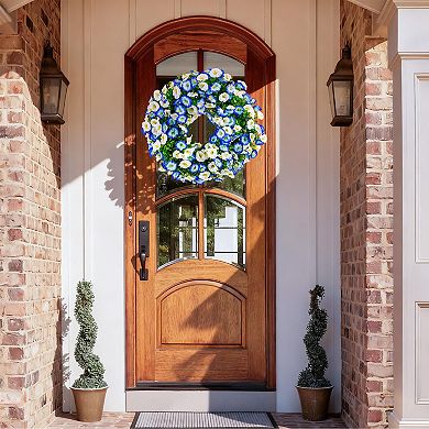 20" Spring Summer Wreath Silk Floral Eucalyptus Door Wall Decor