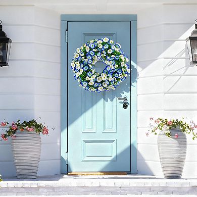 20" Spring Summer Wreath Silk Floral Eucalyptus Door Wall Decor