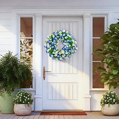 20" Spring Summer Wreath Silk Floral Eucalyptus Door Wall Decor