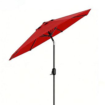 9FT Tan Outdoor Patio Market Umbrella with 6 Sturdy Ribs-UV Protection Waterproof for Garden
