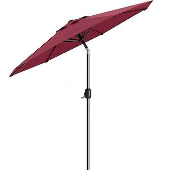 9FT Tan Outdoor Patio Market Umbrella with 6 Sturdy Ribs-UV Protection Waterproof for Garden