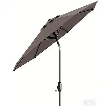 9FT Tan Outdoor Patio Market Umbrella with 6 Sturdy Ribs-UV Protection Waterproof for Garden